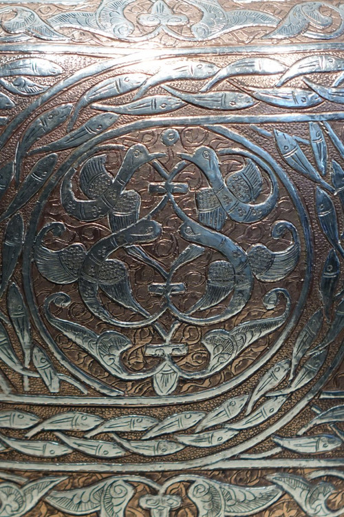 Grande Vaso in Rame Damascato Argento, Siria o Egitto, 1900 circa