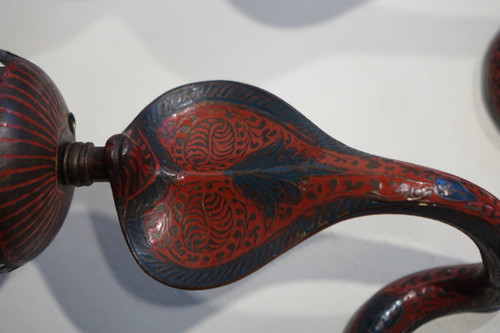 Paire d'Appliques En Bronze Peint émaillé Représentant Des Cobras,angleterre,19e S.