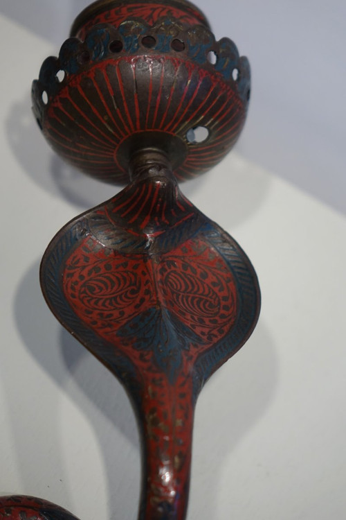 Paire d'Appliques En Bronze Peint émaillé Représentant Des Cobras,angleterre,19e S.