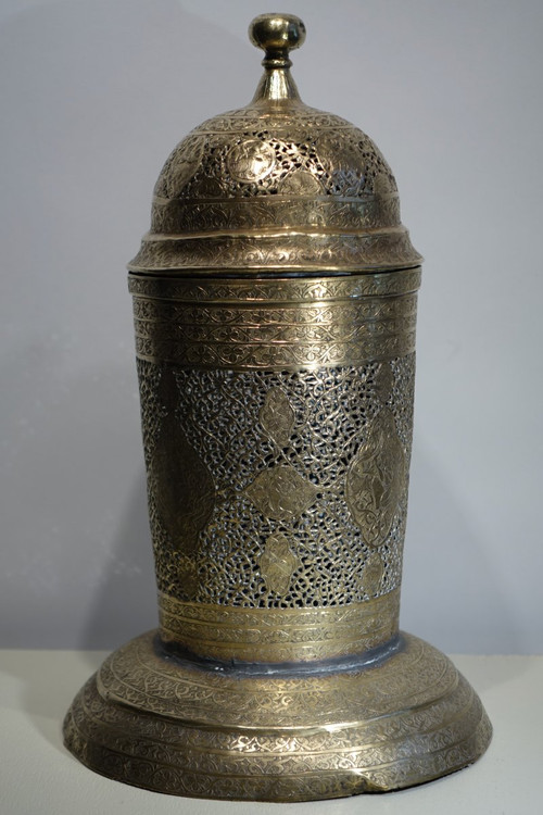 Brass incense burner, Persian, 19th century.