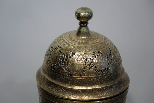 Brass incense burner, Persian, 19th century.