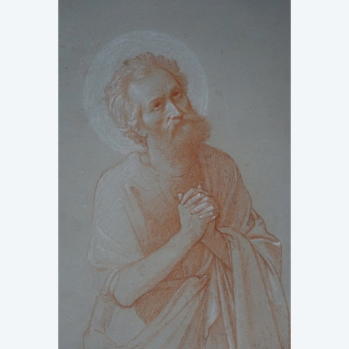 Dessin à La Sanguine Représentant Saint-pierre, France,19e S.