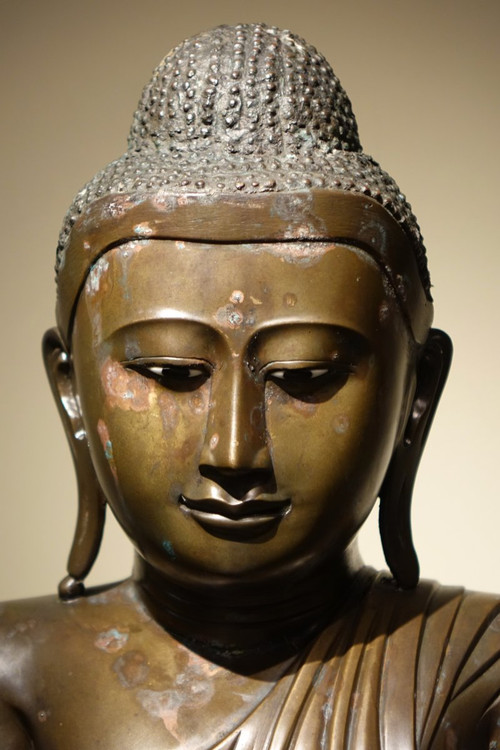 Bouddha Assis En Bhumisparsa Mùdra, Bronze, Birmanie, 19e S.
