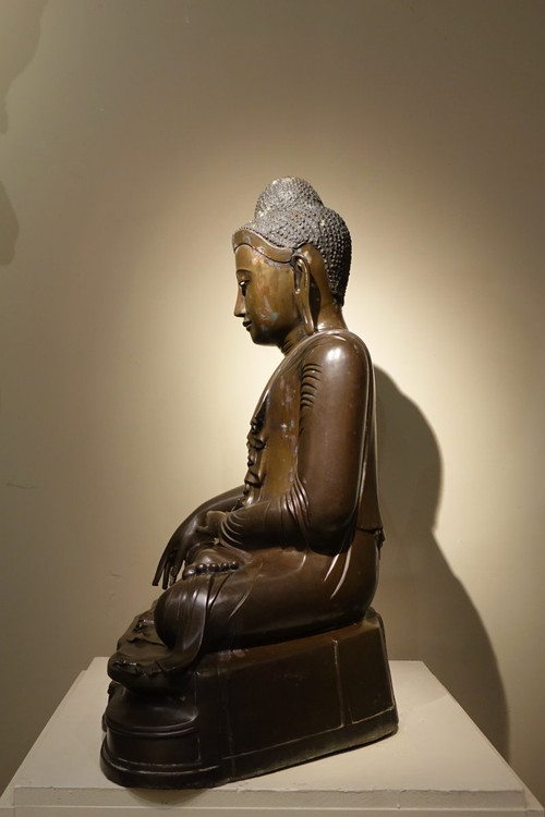 Bouddha Assis En Bhumisparsa Mùdra, Bronze, Birmanie, 19e S.