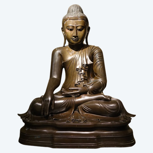 Bouddha Assis En Bhumisparsa Mùdra, Bronze, Birmanie, 19e S.