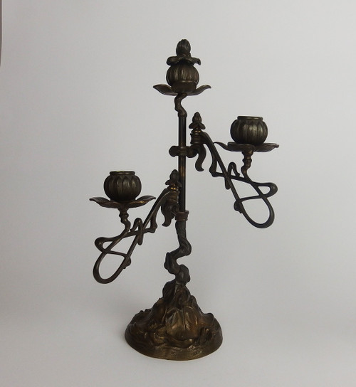 Pair of Art Nouveau bronze candlesticks.
