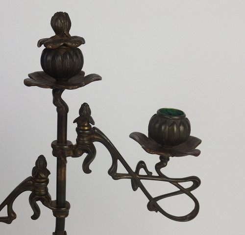 Pair of Art Nouveau bronze candlesticks.