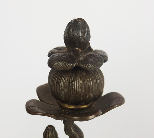 Pair of Art Nouveau bronze candlesticks.