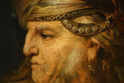 Portrait d'Un Riche Oriental De Profil, Flandres, 19e S.