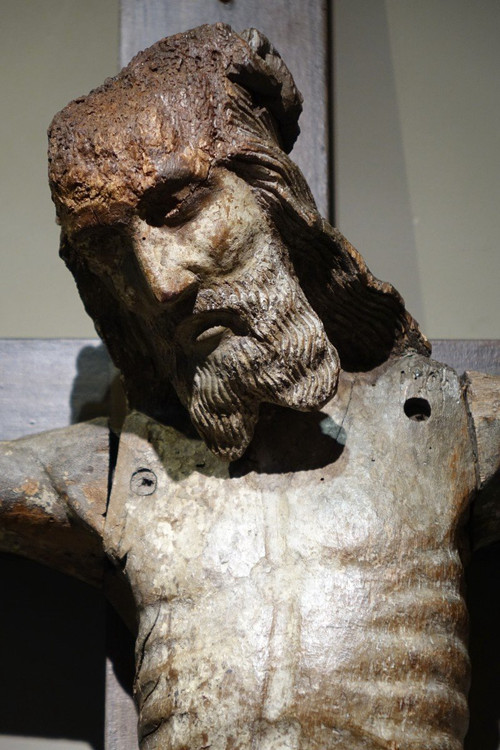 Cristo grande in legno di quercia, Borgogna, XV sec.