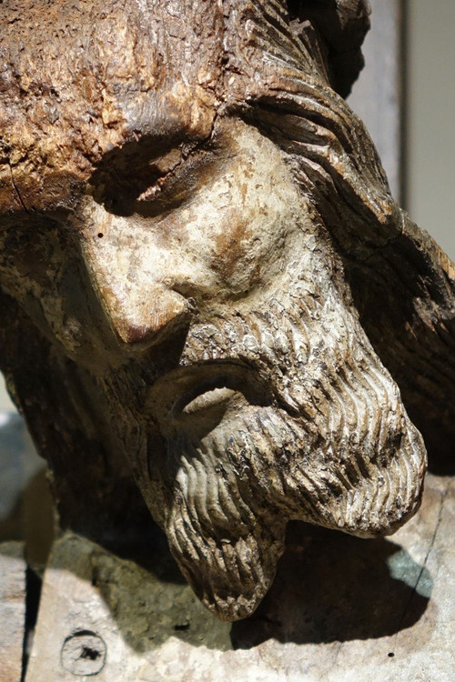 Cristo grande in legno di quercia, Borgogna, XV sec.
