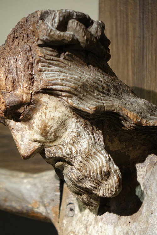 Cristo grande in legno di quercia, Borgogna, XV sec.