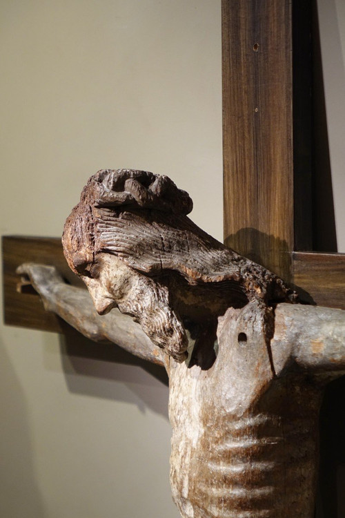 Cristo grande in legno di quercia, Borgogna, XV sec.