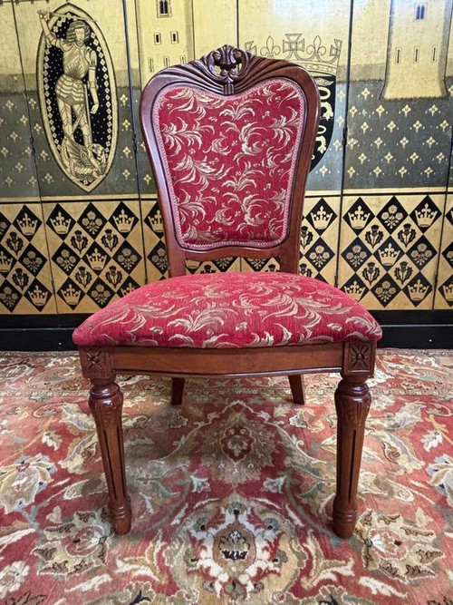 2x8 wooden and fabric chairs