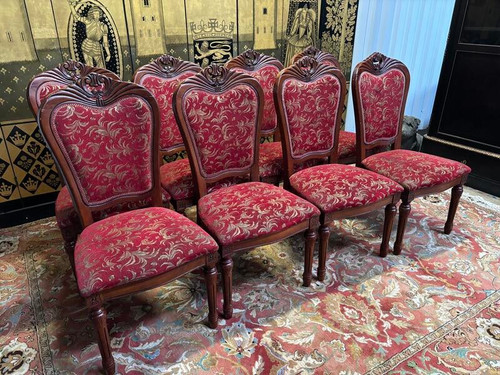 2x8 wooden and fabric chairs