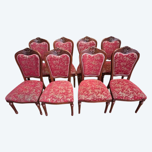 2x8 wooden and fabric chairs