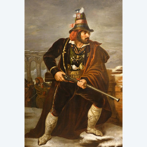 Un Guerrier Romain Au 19e S., Huile Sur Toile , Annoté