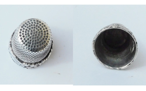 Notwendiger Nähkästchen Altsilber 19. Jahrhundert Schere Fingerhut Stanze Nähen