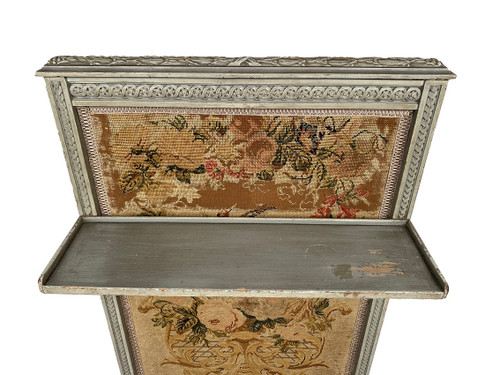 Ecran de cheminée en bois laqué gris de style Louis XVI, vers 1900