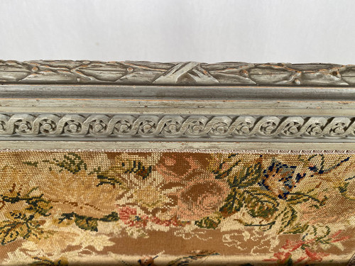 Ecran de cheminée en bois laqué gris de style Louis XVI, vers 1900