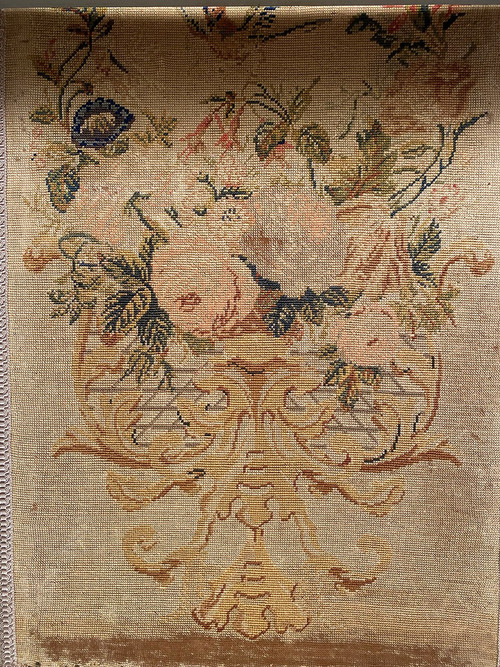 Ecran de cheminée en bois laqué gris de style Louis XVI, vers 1900