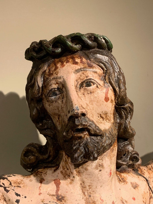 Christo Vivo, Holz Bemalt ,spanien, 17. oder 18. jahrhundert