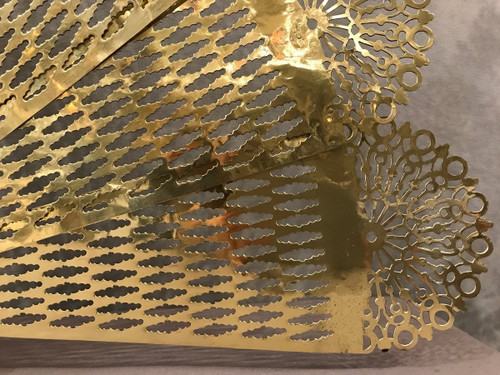 Antique bronze and brass fireplace screen from the 19th century