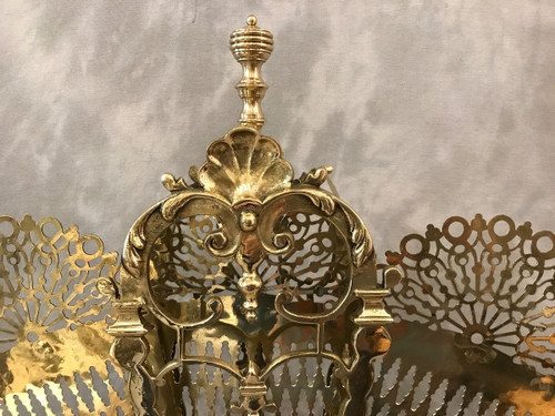 Antique bronze and brass fireplace screen from the 19th century