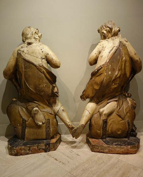 Pair of large Baroque statues, Germany or Bohemia-Moravia, 17th c.