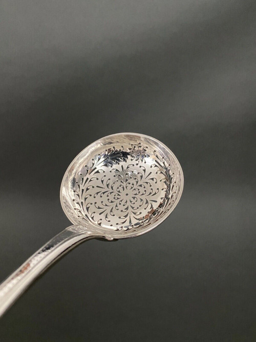 18th century silver sprinkling spoon from the Farmers General