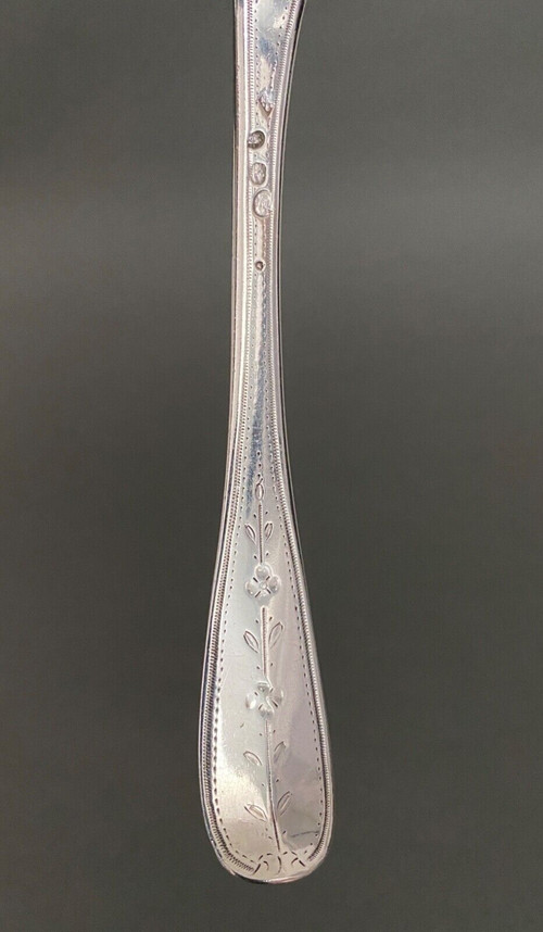 18th century silver sprinkling spoon from the Farmers General