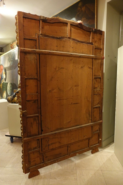 Large Carved and Gilded Wood Mirror, Italy, 18th C.