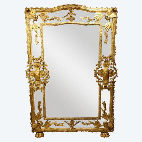 Large Carved and Gilded Wood Mirror, Italy, 18th C.