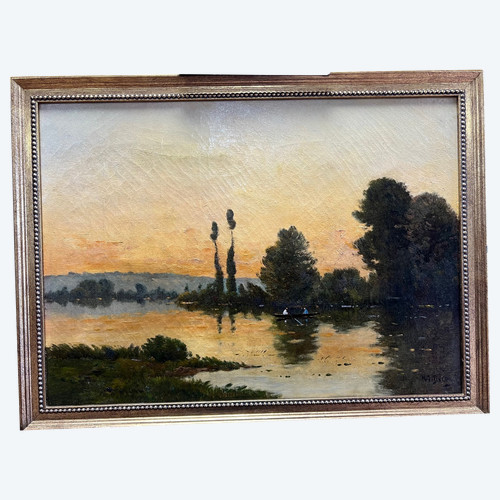 Tableau Henri Jacques DELPY 1877-1957 coucher de Soleil Ecole de Barbizon fin XIX ème début XX ème 
