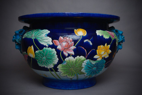 Eugène Collinot, Glazed ceramic cache pot, Art Nouveau