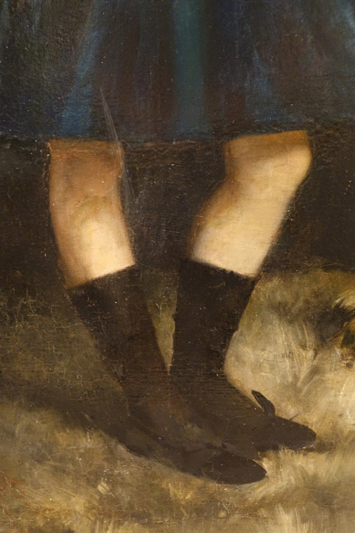 “Grande ritratto a figura intera di giovane ragazza”, Henry Vollet, 1888
