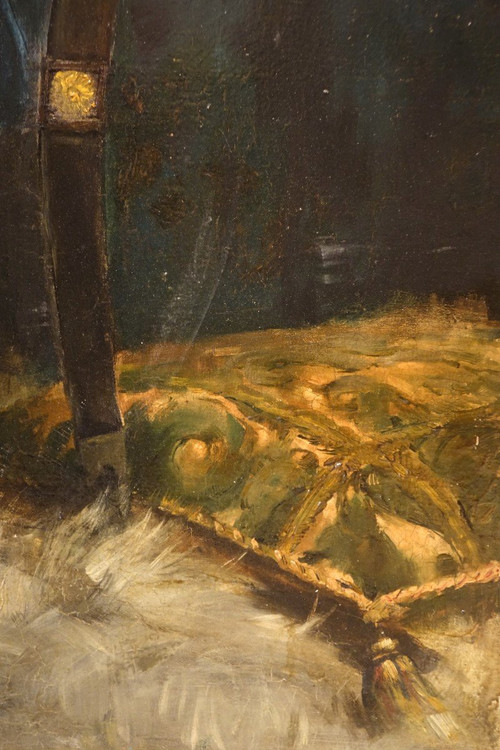 “Grande ritratto a figura intera di giovane ragazza”, Henry Vollet, 1888