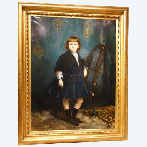 “Grande ritratto a figura intera di giovane ragazza”, Henry Vollet, 1888