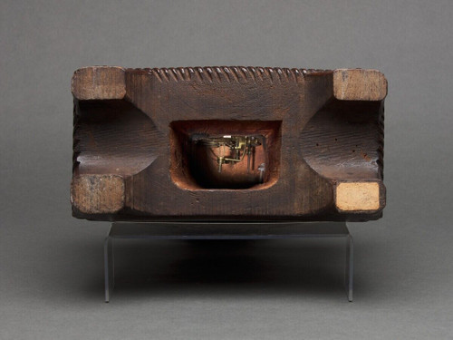 Richly ornamented carved wooden clock 19th century Chinese sage