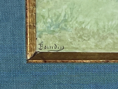Gemälde der französischen Schule des 19. Jahrhunderts, signiert, elegantes Ball-Genre-Szene-Aquarell 