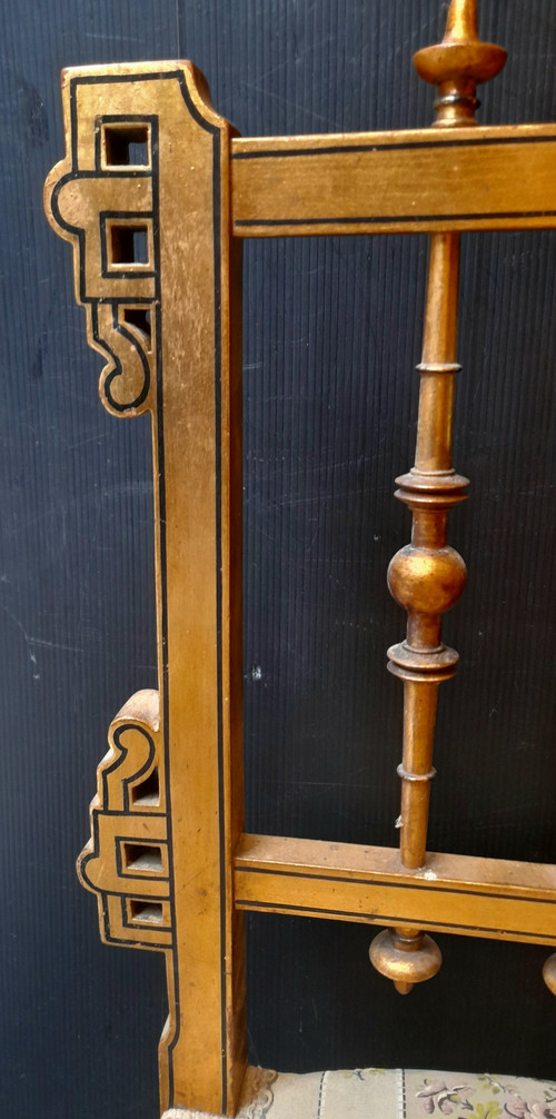 Sedia cosiddetta da infermiera Napoleone III in legno dorato 