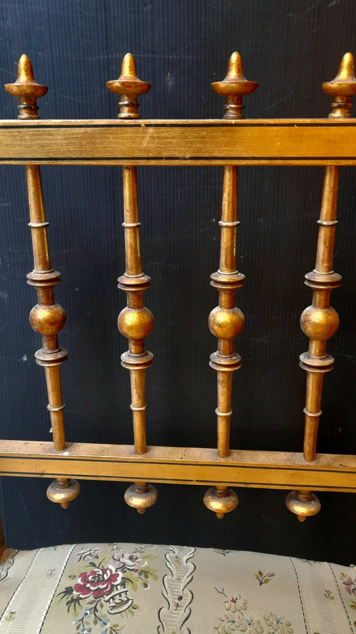 Sedia cosiddetta da infermiera Napoleone III in legno dorato 