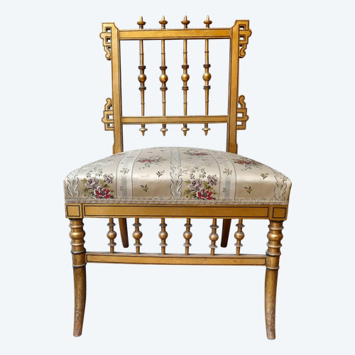 Sedia cosiddetta da infermiera Napoleone III in legno dorato 