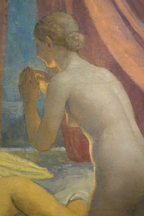 "Cupid's sleep", sehr großes Öl auf Leinwand , A.M. RAYNOLT, Um 1925-1930
