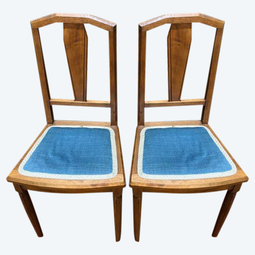 2 art deco chairs with fabric seat