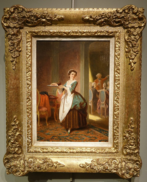 Paar Genreszenen des 18. Jahrhunderts, P.t. Van Wijngaerdt, 1816-1893