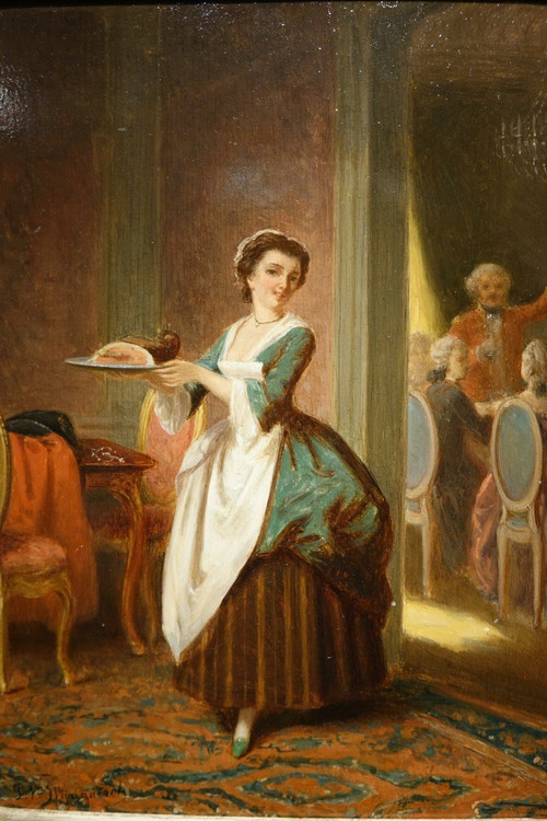 Paar Genreszenen des 18. Jahrhunderts, P.t. Van Wijngaerdt, 1816-1893