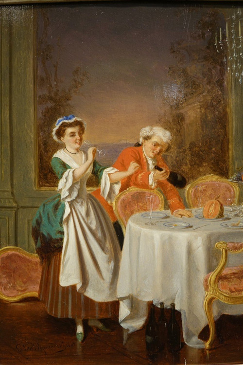 Paar Genreszenen des 18. Jahrhunderts, P.t. Van Wijngaerdt, 1816-1893