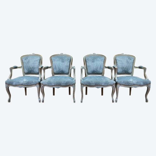 Suite de 4 fauteuils cabriolets de style Louis XV
