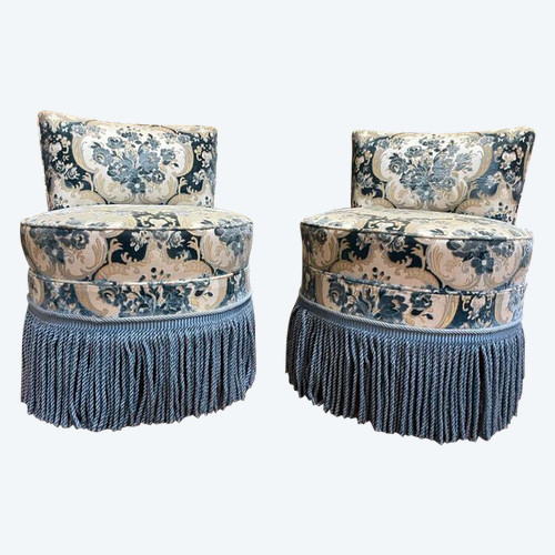 Paire de chauffeuse de style Napoléon III